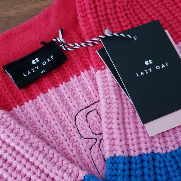 NWT AUTHENTIC Lazy Oaf BORING rainbow cardigan - Picture 3 of 7